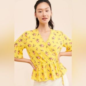 LOST + WANDER | Anthropologie | Mango Tango Wrap Top Women’s Yellow Floral